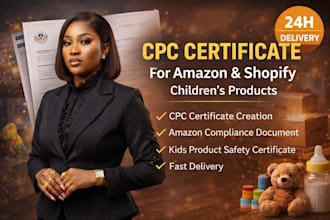 create a cpc certificate for your childrens product for amazon or shopify