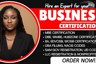 obtain mbe certification, wbe, wosb, sdvosb, edwosb, 8a, sam gov, uei, US llc