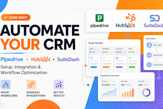 setup and automate pipedrive crm pipeline hubspot  crm suitedash automation