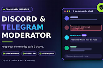 be your discord and telegram moderator and community manager