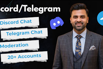 be your discord and telegram chatter and manage your discord telegram twitter