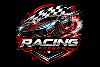 make unique racing car logo with custom t shirt design