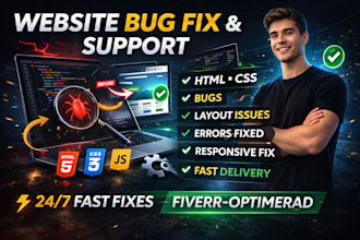 fix HTML CSS javascript bugs or website issues