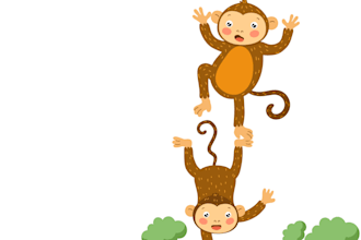 create cute cartoon monkey png clipart for kids