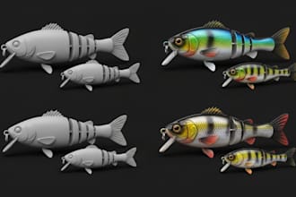 design, print and paint custom fishing lure 3d bait models 3d resin printing