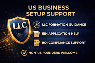 assist with US llc formation, ein application, boi filing guidance