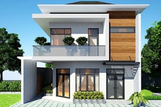 sketchup 3d interior, exterior architecture building modelling and rendering