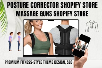 design posture correctors, massage gun shopify store, fitness store