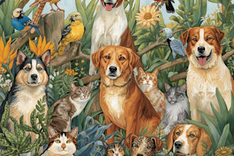 paint your pets, birds, plants and illustration