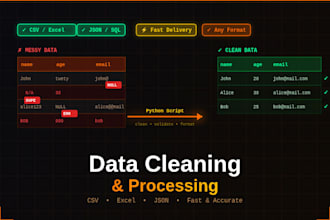 clean, process, and transform your CSV, excel, or json data with python