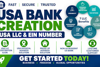 do USA bank creation and USA physical addres, proof of address, USA bank, US llc