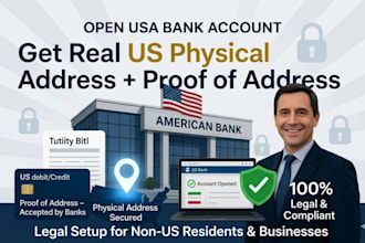 do USA bank creation and USA physical addres, proof of address, USA bank, US llc
