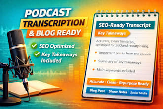 transcribe your podcast for blogs, SEO and content repurposing