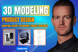 do 3d cad design and product 3d modelling and 2d drawings using solidworks