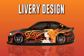 design a professional racing car wrap, livery car and sports racing car