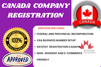 register your company in canada with bn, gst, and trademark filing