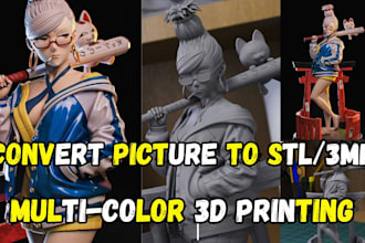 convert 2d image, logo to 3d model stl add color and convert stl to 3mf