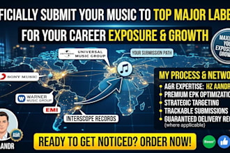 officially submit your music to top major labels for your career exposure growth