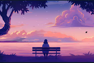 illustrate aesthetic lofi illustration art and animate lofi loop lofi gif beat