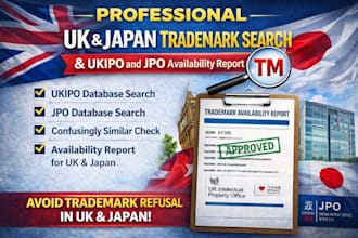 do UK and japan trademark search with ukipo and jpo availability report