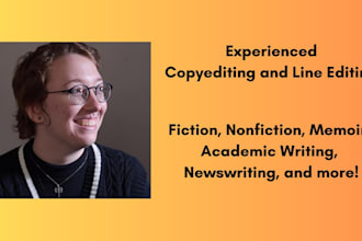 copyedit and line edit your manuscript, novel, or nonfiction work