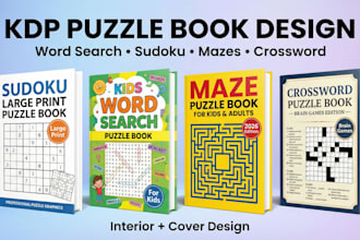 create amazon KDP puzzle book interior, cover design and KDP ready book