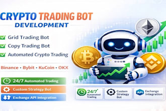 develop crypto trading bot, grid trading bot and copy trading bot
