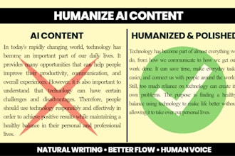 humanize ai content with manual editing, ai content editing within 24h delivery