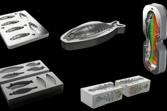 design custom soft plastic fishing mold design for 3d printing or cnc production