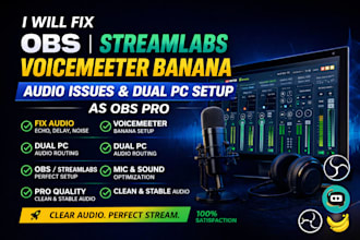 fix obs streamlabs voicemeeter banana audio issues and dual PC setup as obs pro