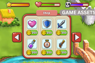 design 2d game art, game UI, and assets for mobile  game