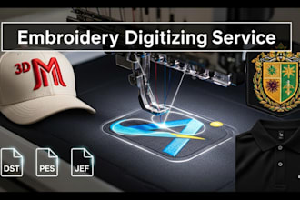 convert logo or image to embroidery file dst pes for hat and patch embroidery