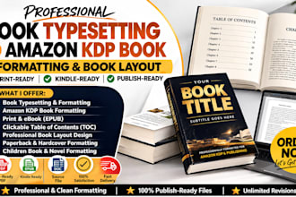 book typesetting, book formatting, document book formatting and layout design
