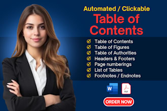 create clickable table of contents, page numbering in word or PDF