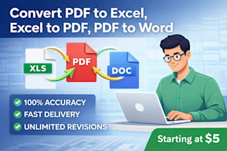 convert PDF to excel excel to PDF to word professionally