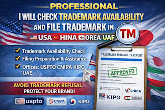 check trademark availability and file trademark in USA china korea uae