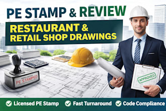 pe stamp and review for restaurant and retail shop drawings