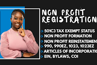 setup US nonprofit, non profit registration, file 501c3 tax exempt form 1023 ez