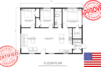 design architectural floor plan, stamp and permit drawings for ca,tx,il