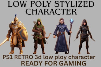 create and rig retro ps1 style low poly 3d models, characters for games assets