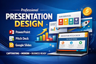 design a powerpoint presentation, investor pitch deck and google slides