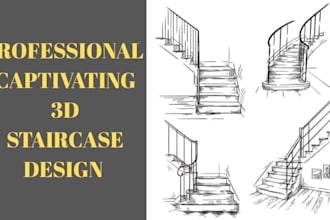 design a unique custom staircase with 3d model and shop drawings for fl, tx, co