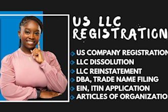 do US llc registration, llc formation, dissolve llc, reinstate llc, ein, dba