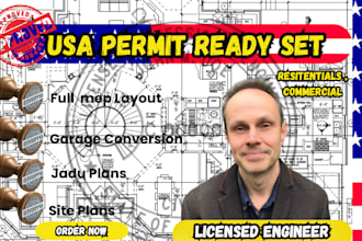 create permit drawing with licensed pe stamp for  texas california idaho utah ga