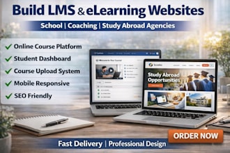 design professional lms website for online courses and schools