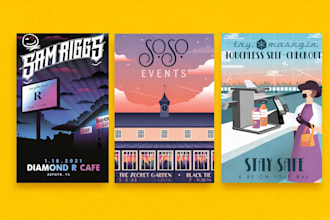 design event poster, concert poster party flyer movie poster artwork