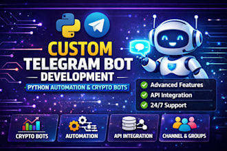 develop a fully customized python telegram bot with advanced features fast