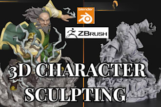 sculpt high quality custom 3d character statue action figure stl for printing