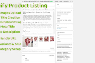 do shopify product upload, listing and product description