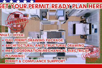 do fully stamped permit ready plan, structural plan, mep design for city permit